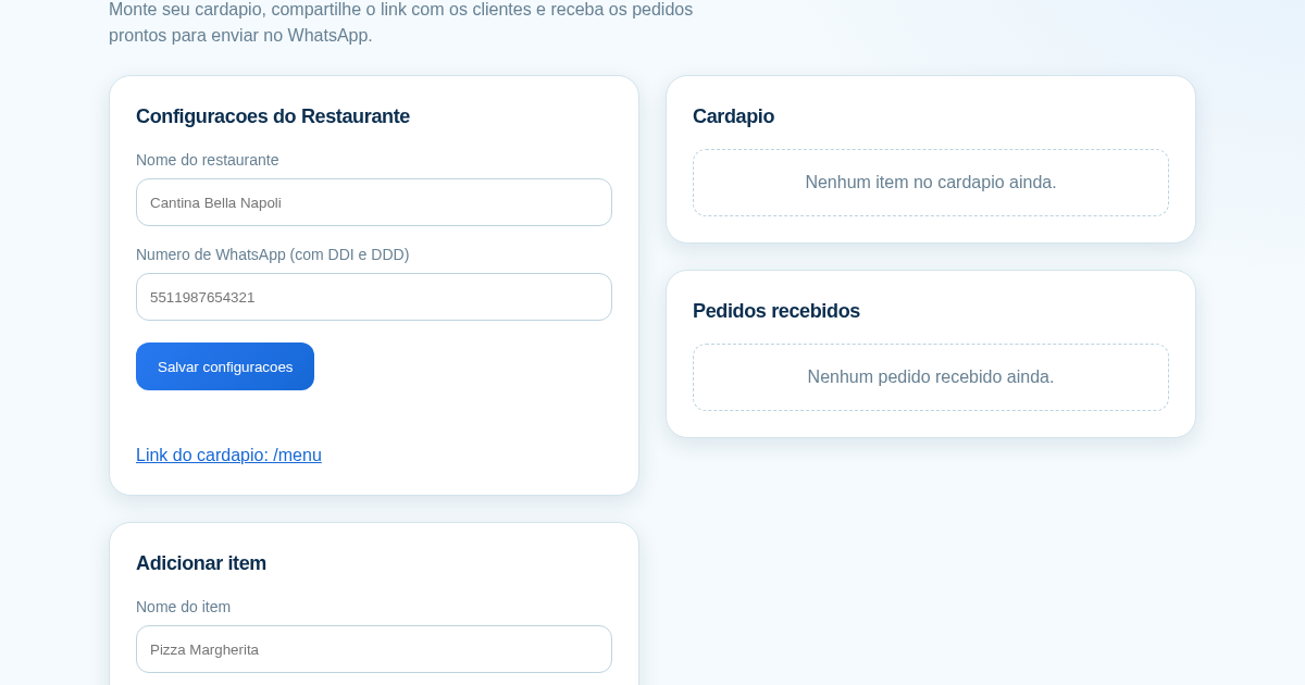 CardápioQR — Cardápio Digital com Pedido pelo WhatsApp